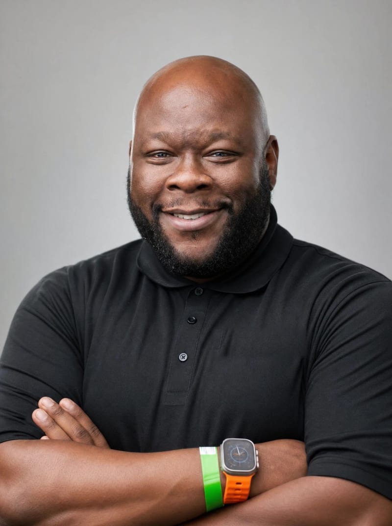 QR, founder of BLACKNUNITED, smiling with arms crossed